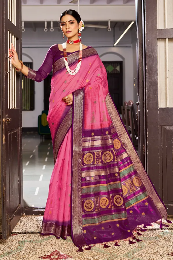 Pink_Raw_Silk_For_Women_&_Girls