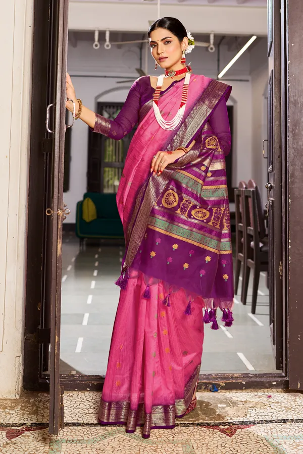 Pink_Raw_Silk_For_Women_&_Girls