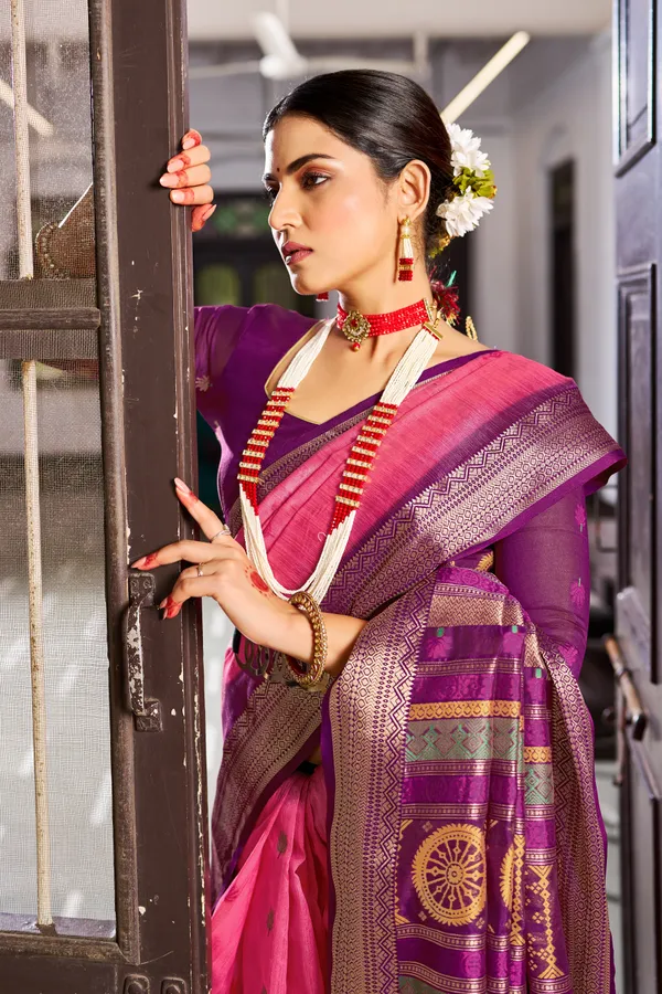 Pink_Raw_Silk_For_Women_&_Girls