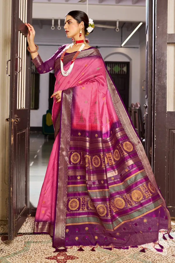 Pink_Raw_Silk_For_Women_&_Girls