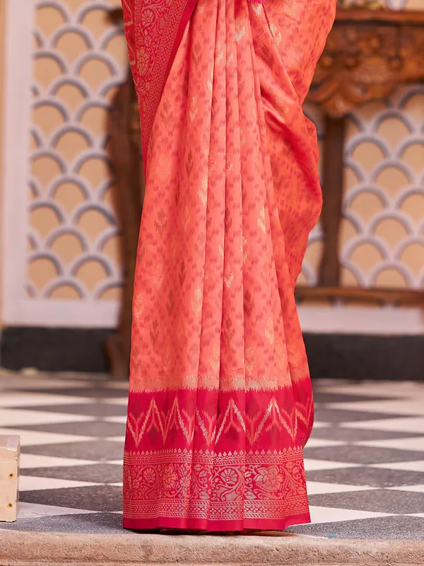 Orange_Red_Soft_Silk_For_Women_&_Girls