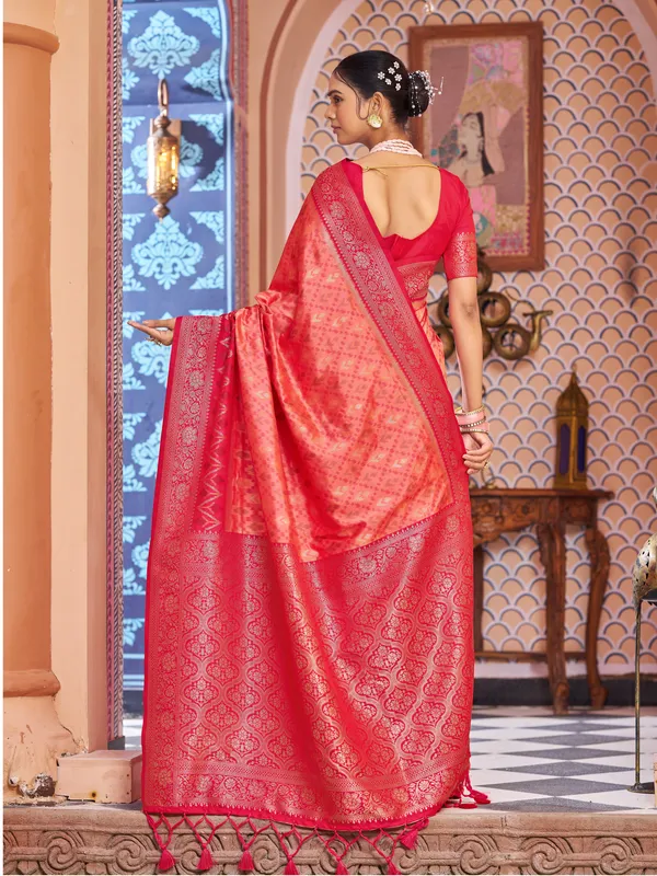 Orange_Red_Soft_Silk_For_Women_&_Girls