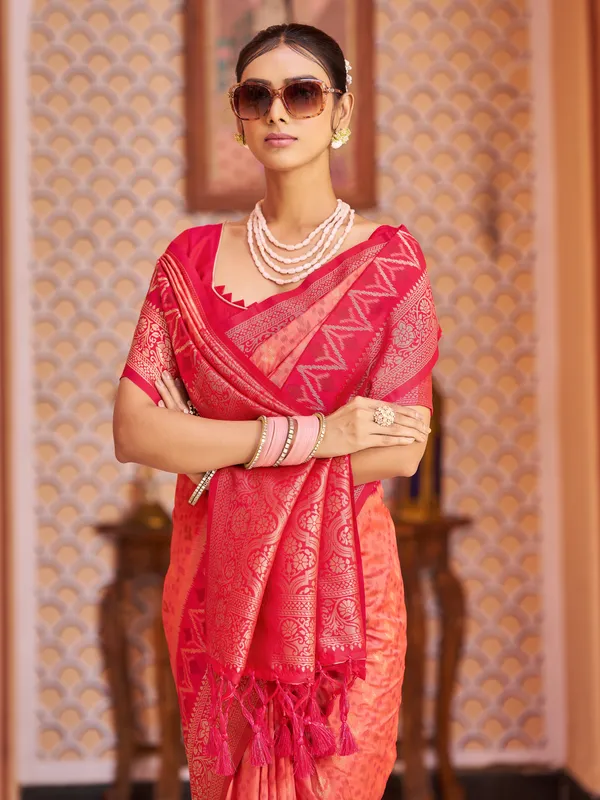 Orange_Red_Soft_Silk_For_Women_&_Girls