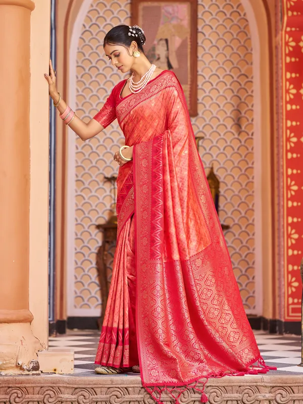 Orange_Red_Soft_Silk_For_Women_&_Girls