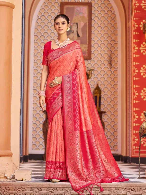 Orange_Red_Soft_Silk_For_Women_&_Girls
