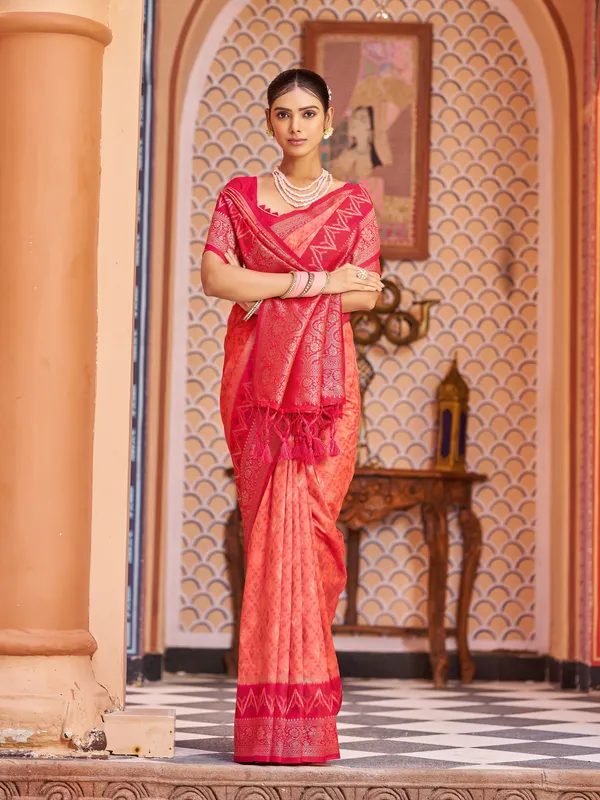 Orange_Red_Soft_Silk_For_Women_&_Girls