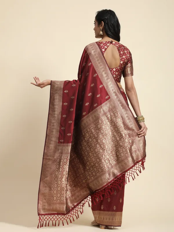 Maroon_Banarasi_Silk_For_Women_&_Girls