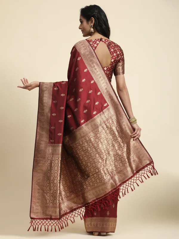 Maroon_Banarasi_Silk_For_Women_&_Girls