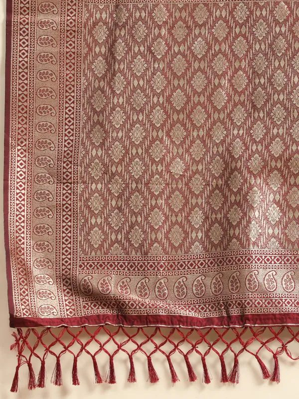 Maroon_Banarasi_Silk_For_Women_&_Girls