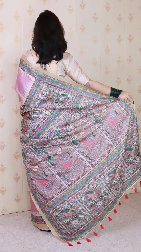 Light_Pink_Tussar_Silk_With_Zari_Woven_Saree_With_Blouse_Piece_For_Women_&_Girl