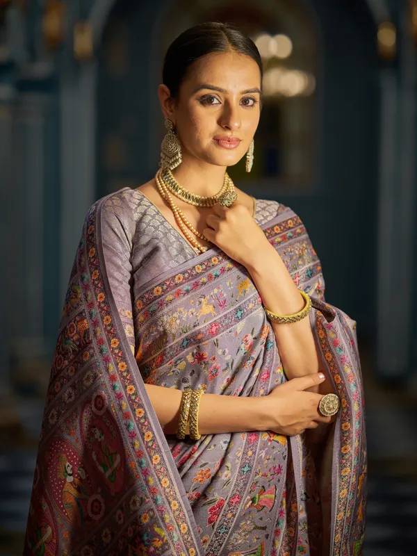 Grey_Soft_Silk_For_Women_&_Girls