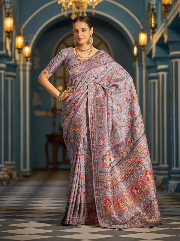 Grey_Soft_Silk_For_Women_&_Girls