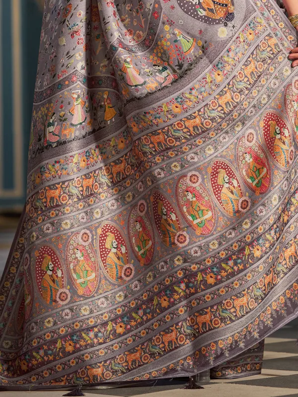 Grey_Soft_Silk_For_Women_&_Girls