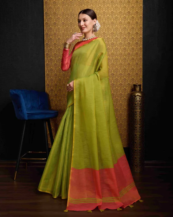 Pista_Linen_Saree_For_Women_&_Girls