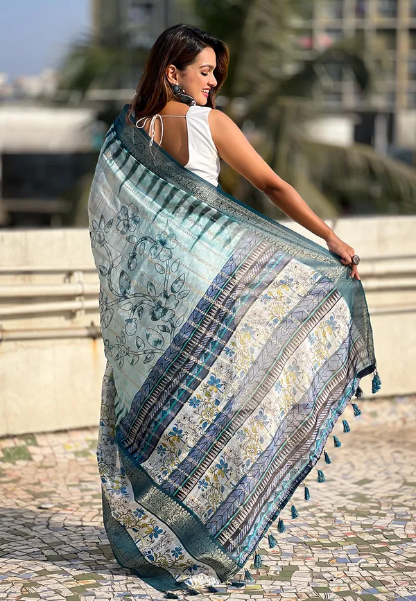 Sky_Soft_Chanderi_Crush_Saree_With_Floral_Prints_Saree_With_Blouse_Piece_For_Women_&_Girl
