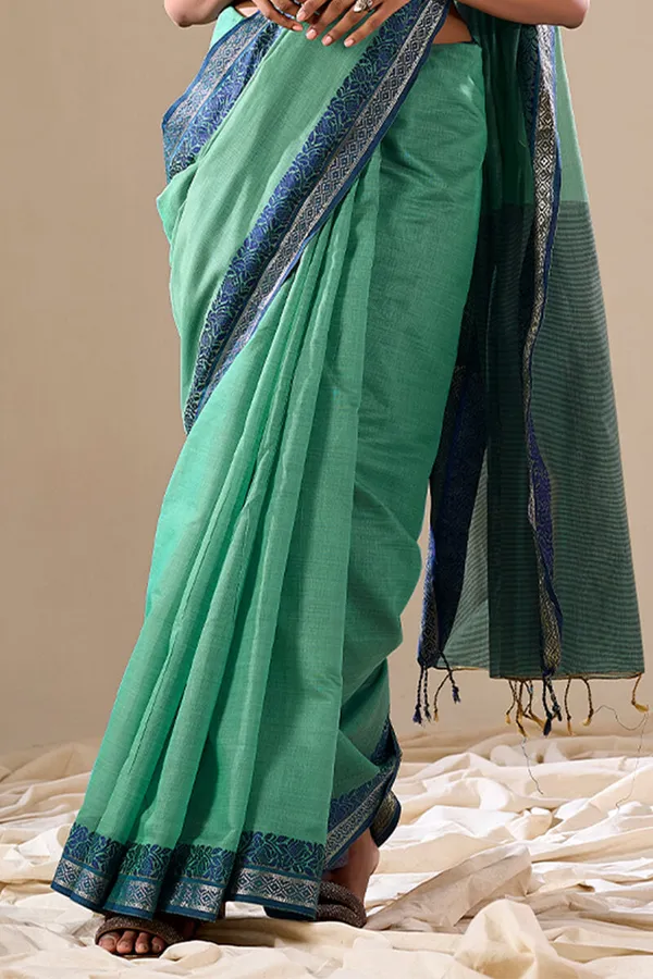 Rama_Green_Cotton_Saree_For_Women_&_Girls