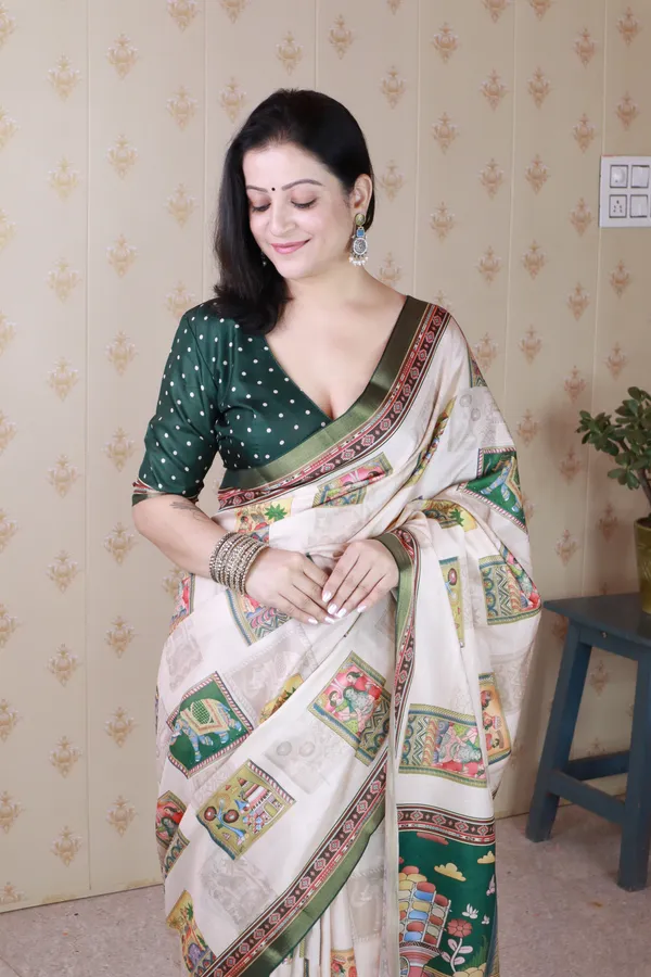 Green_Katki_Silk_With_Floral_Prints_Saree_With_Blouse_Piece_For_Women_&_Girl