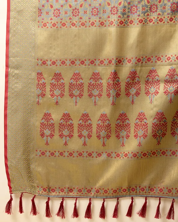 Brown_Patola_Silk_Weaved_Saree_With_Contrast_Meenakari_Saree_For_Women_&_Girls
