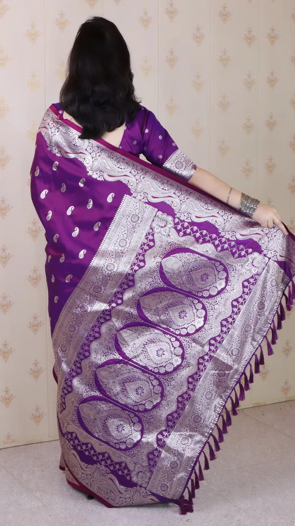 Violet_Premium_Banarasi_Soft_Silk_With_Silver_Zari_Jaal_Weaved_Saree_With_Blouse_Piece_For_Women_&_Girl