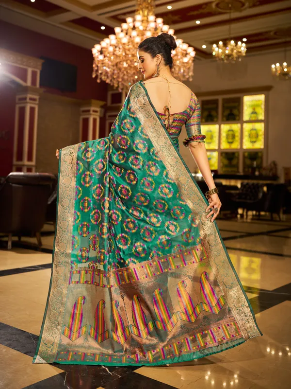 Firozi_Organza_Saree_For_Women_&_Girls