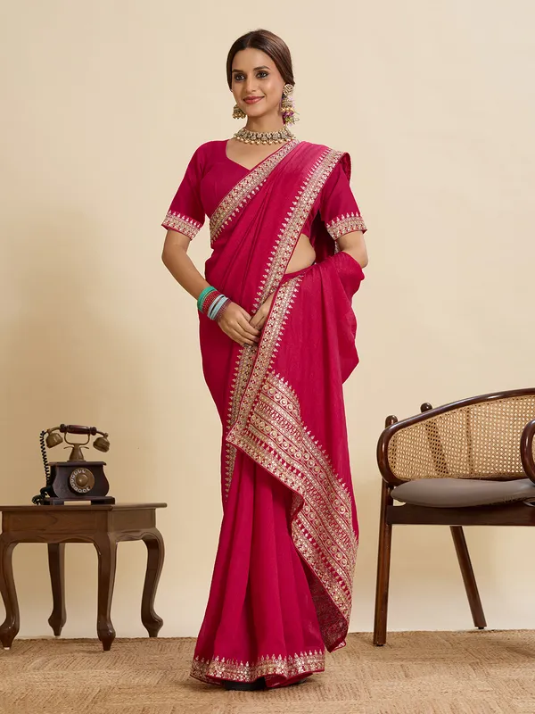 Red_Vichitra_Soft_Silk_With_Saree_With_Blouse_Piece_For_Women_&_Girl