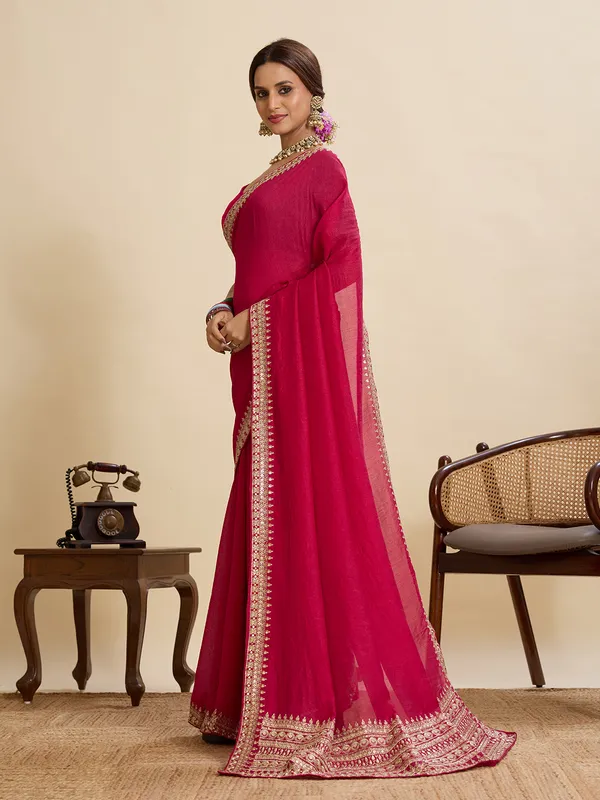 Red_Vichitra_Soft_Silk_With_Saree_With_Blouse_Piece_For_Women_&_Girl