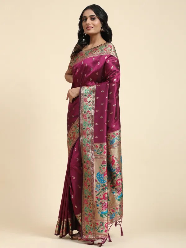 Maroon_Paithani_Silk_For_Women_&_Girls