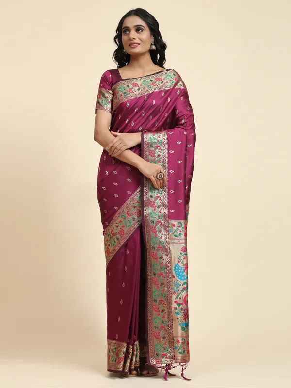 Maroon_Paithani_Silk_For_Women_&_Girls
