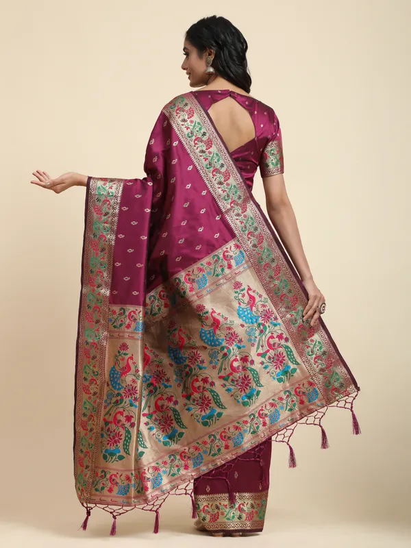 Maroon_Paithani_Silk_For_Women_&_Girls