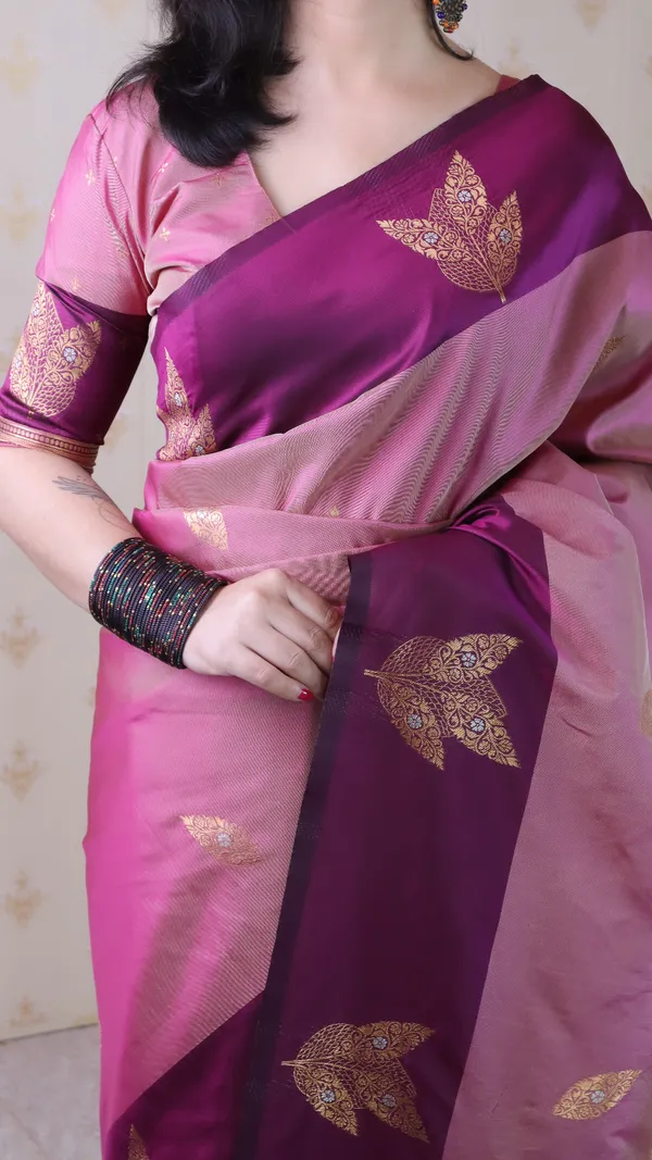 Coral_Soft_Silk_With_Zig_Zag_Motifs_Saree_With_Blouse_Piece_For_Women_&_Girl