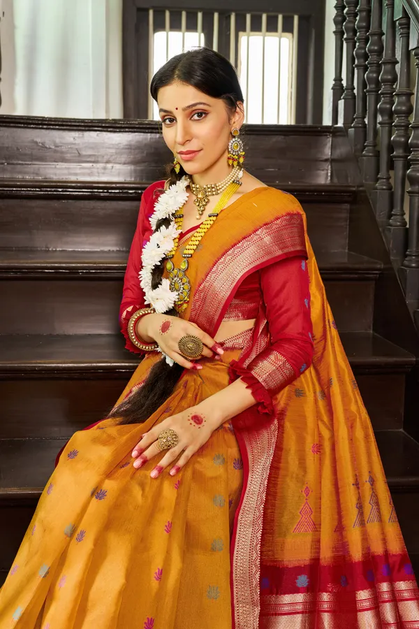Mustard_Raw_Silk_For_Women_&_Girls