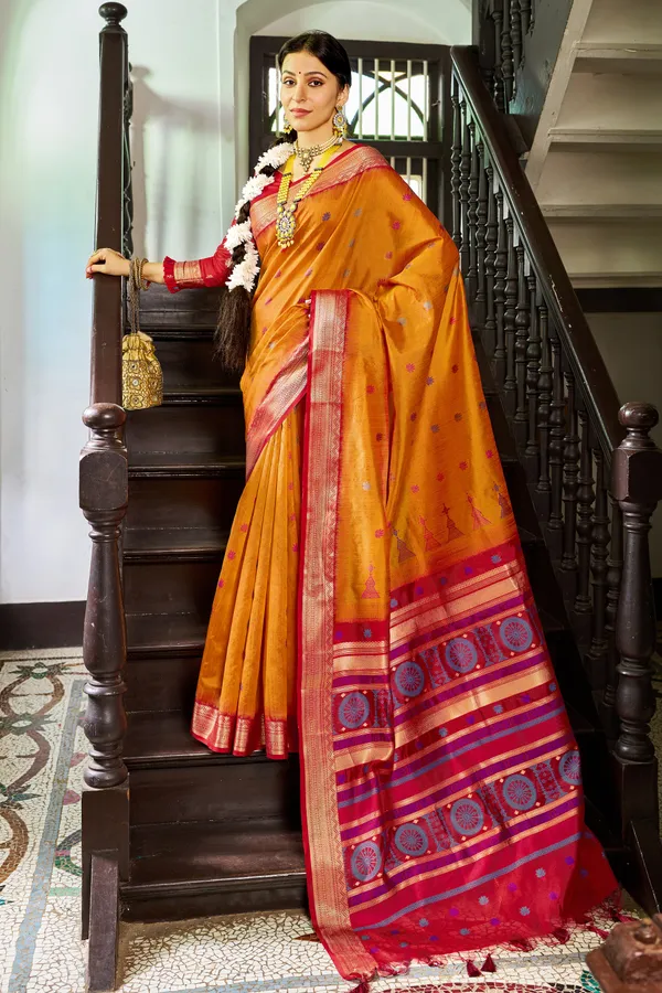 Mustard_Raw_Silk_For_Women_&_Girls