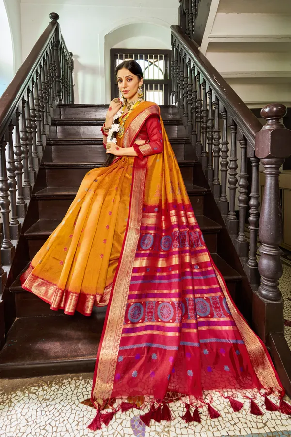 Mustard_Raw_Silk_For_Women_&_Girls