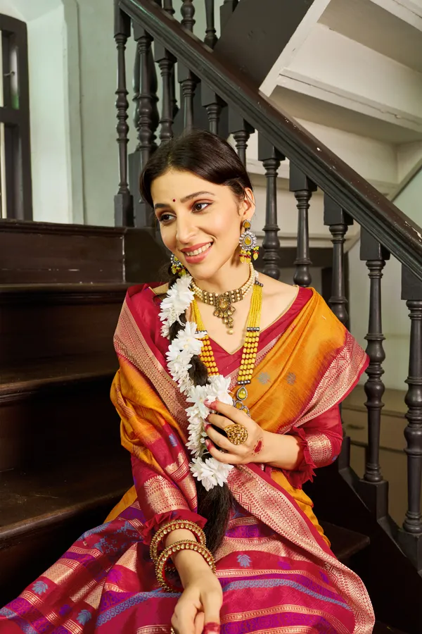 Mustard_Raw_Silk_For_Women_&_Girls