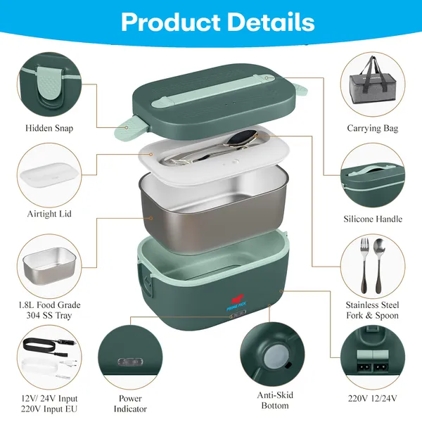Green_Electric_Lunch_Box_80W_1.8L_4_In1_Portable_Food_Warmer