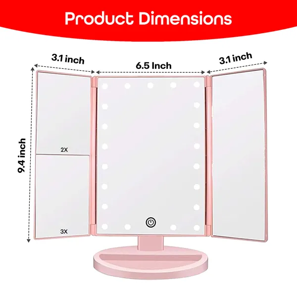 Pink_Trifold_Vanity_Mirror_With_1X_2X_3X_Magnification