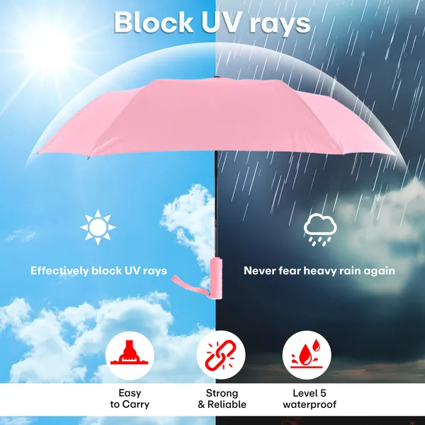 Pink_Portable_Travel_Waterproof_Umbrella