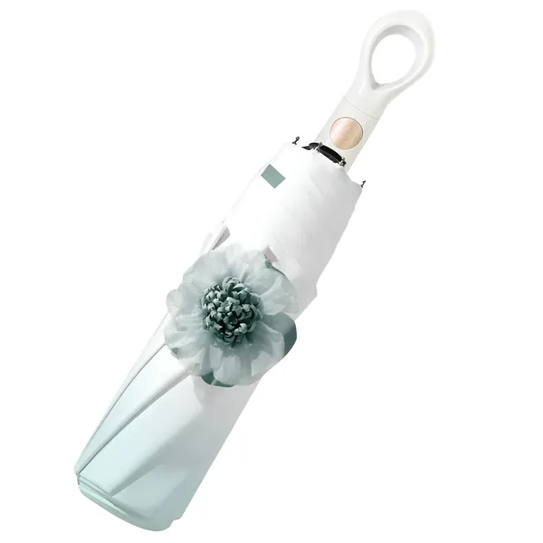 Green_Mini_Folding_Umbrella_With_Flower_Designed
