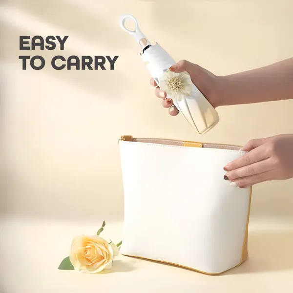 Orange_Mini_Folding_Umbrella_With_Flower_Designed