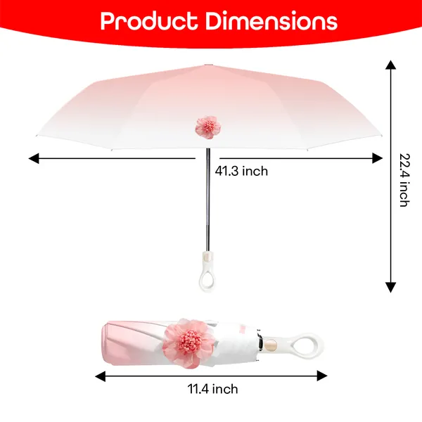 Orange_Mini_Folding_Umbrella_With_Flower_Designed