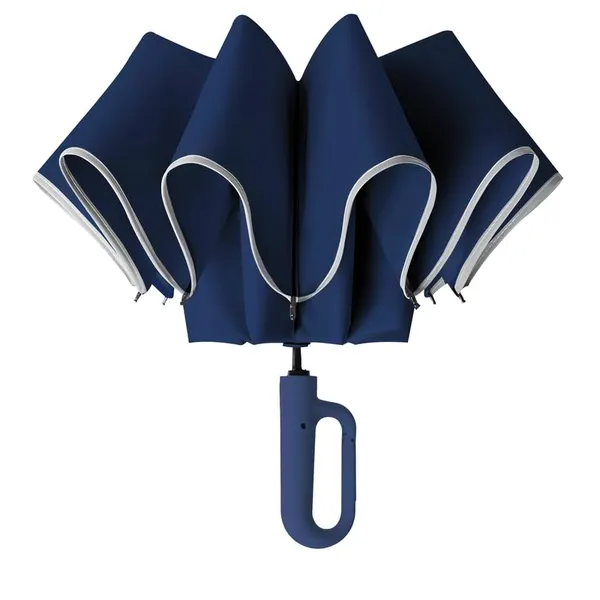 Blue_Compact_Travel_Umbrella_With_Reflective_Strip