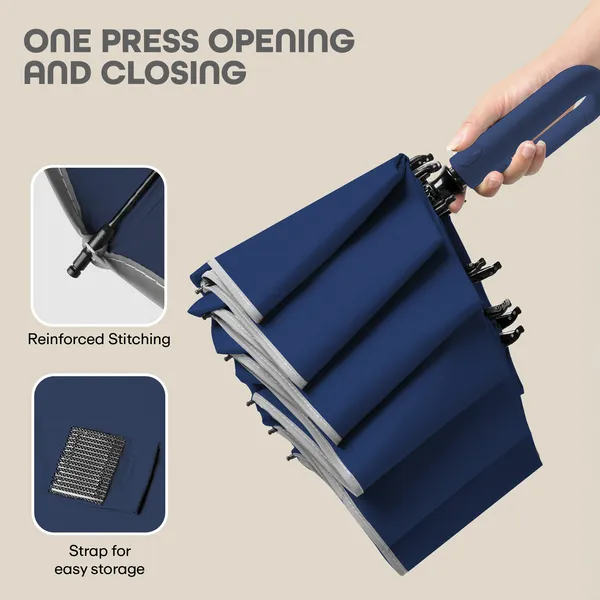 Blue_Compact_Travel_Umbrella_With_Reflective_Strip