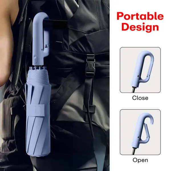 Blue_Compact_Travel_Umbrella_With_Reflective_Strip