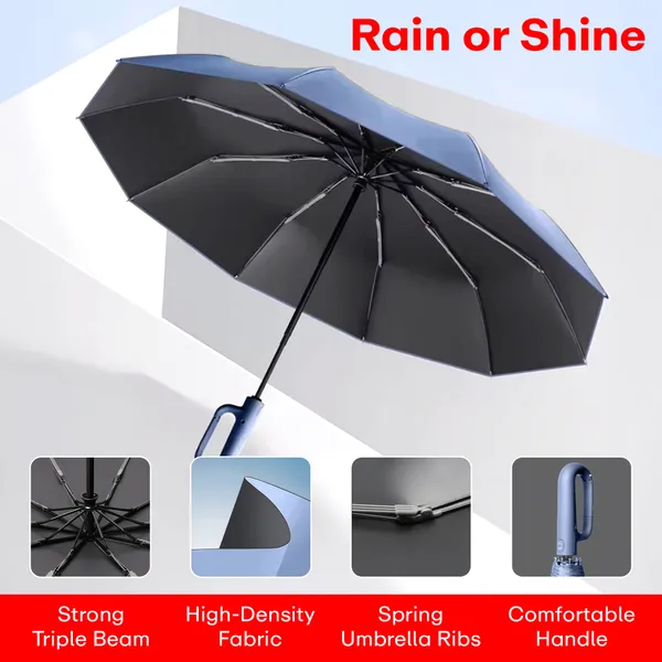Blue_Compact_Travel_Umbrella_With_Reflective_Strip