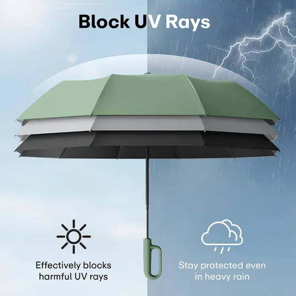 Green_Compact_Travel_Umbrella_With_Reflective_Strip