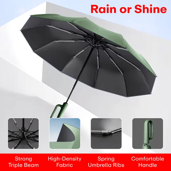 Green_Compact_Travel_Umbrella_With_Reflective_Strip