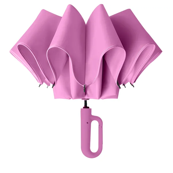 Pink_Compact_Travel_Umbrella_With_Reflective_Strip