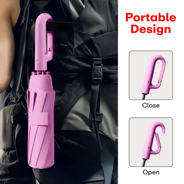 Pink_Compact_Travel_Umbrella_With_Reflective_Strip