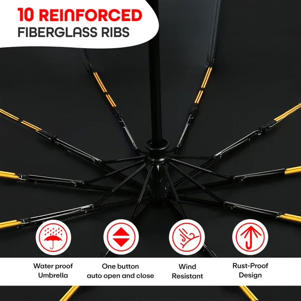 Black_Compact_Travel_Umbrella_With_Torch