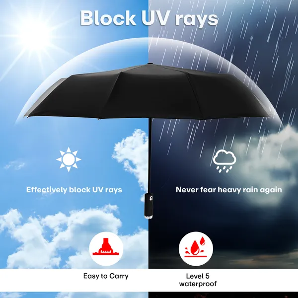 Black_Compact_Travel_Umbrella_With_Torch